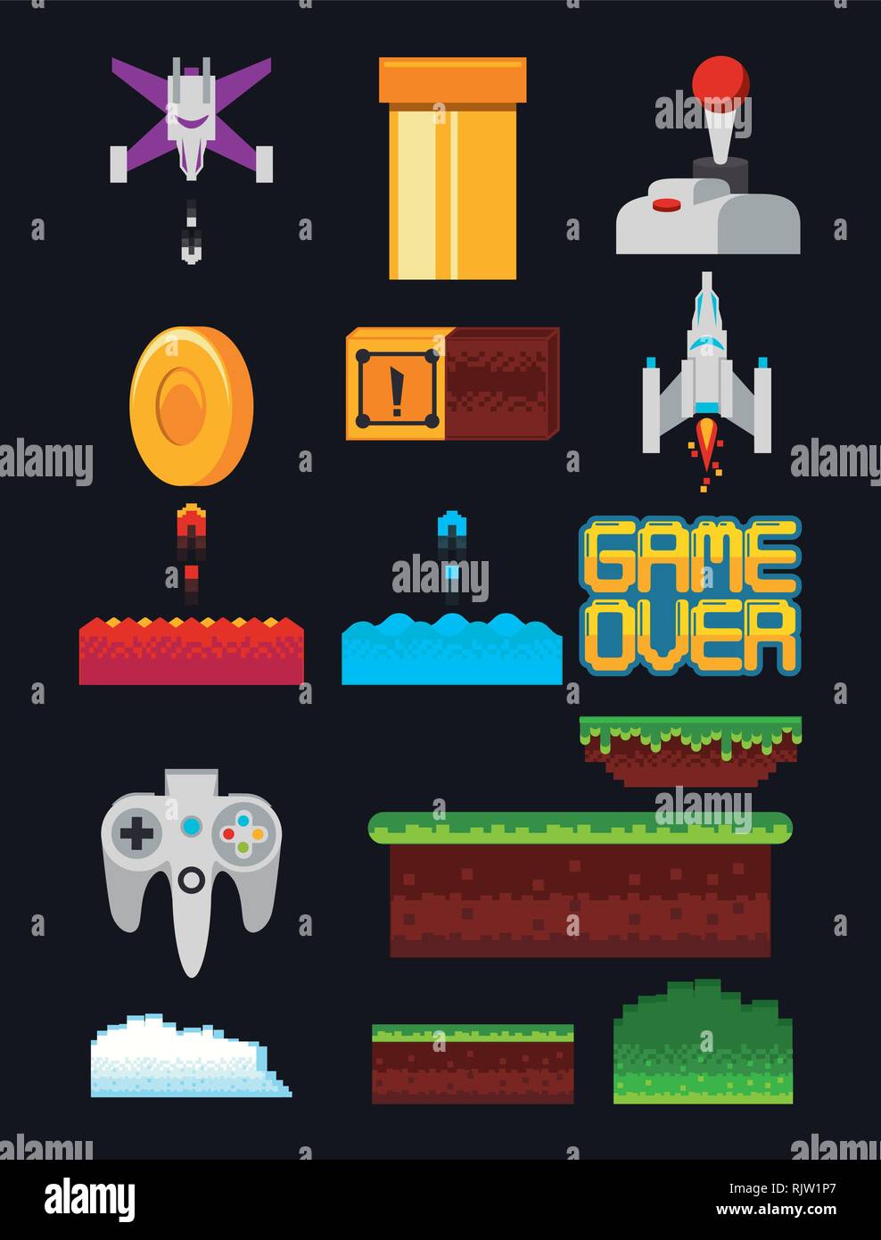 videogame game over concept Stock Vector Image & Art - Alamy