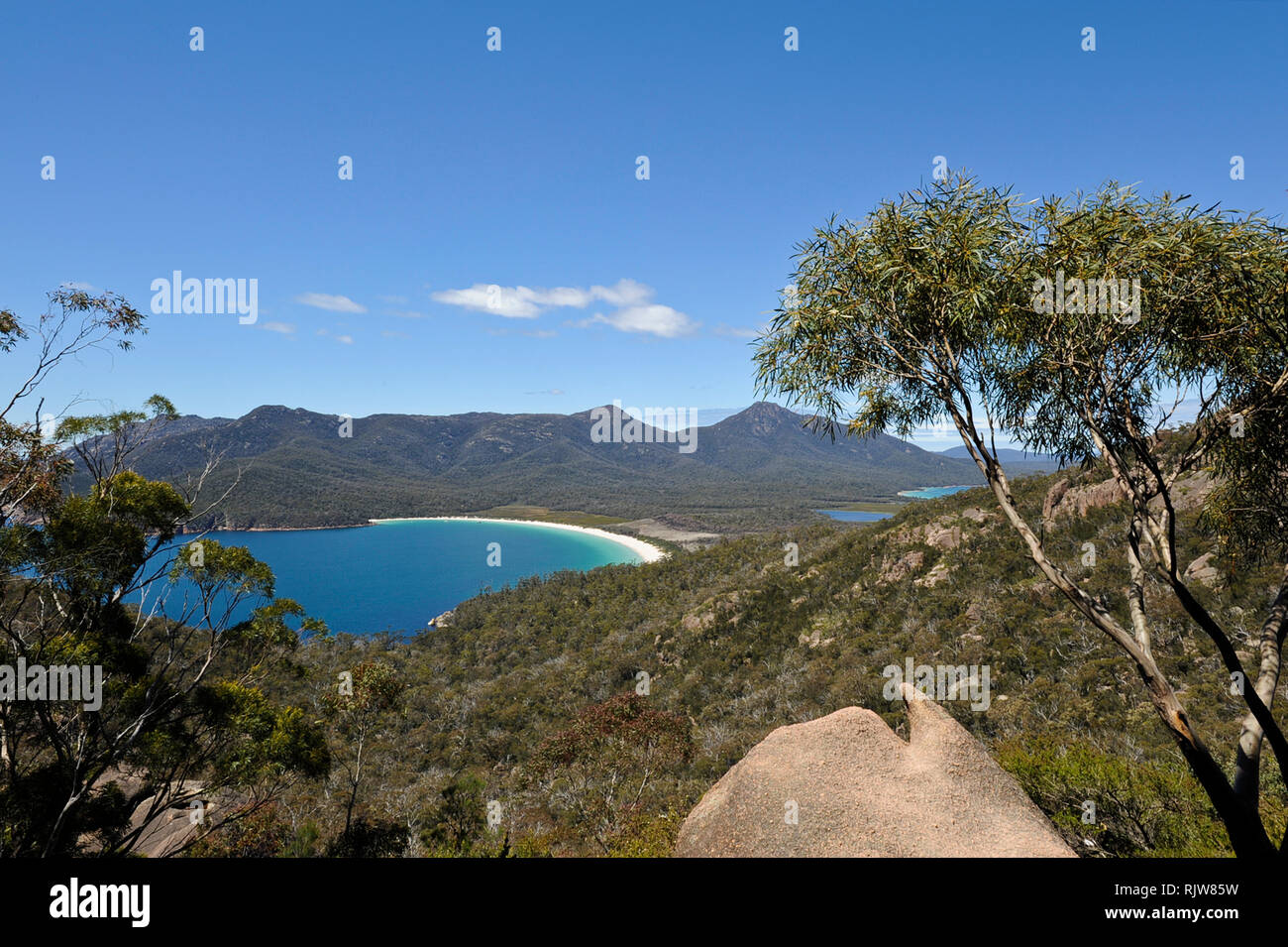 Wineglass Bay lookout, Tasmania, Australia Stock Photo
