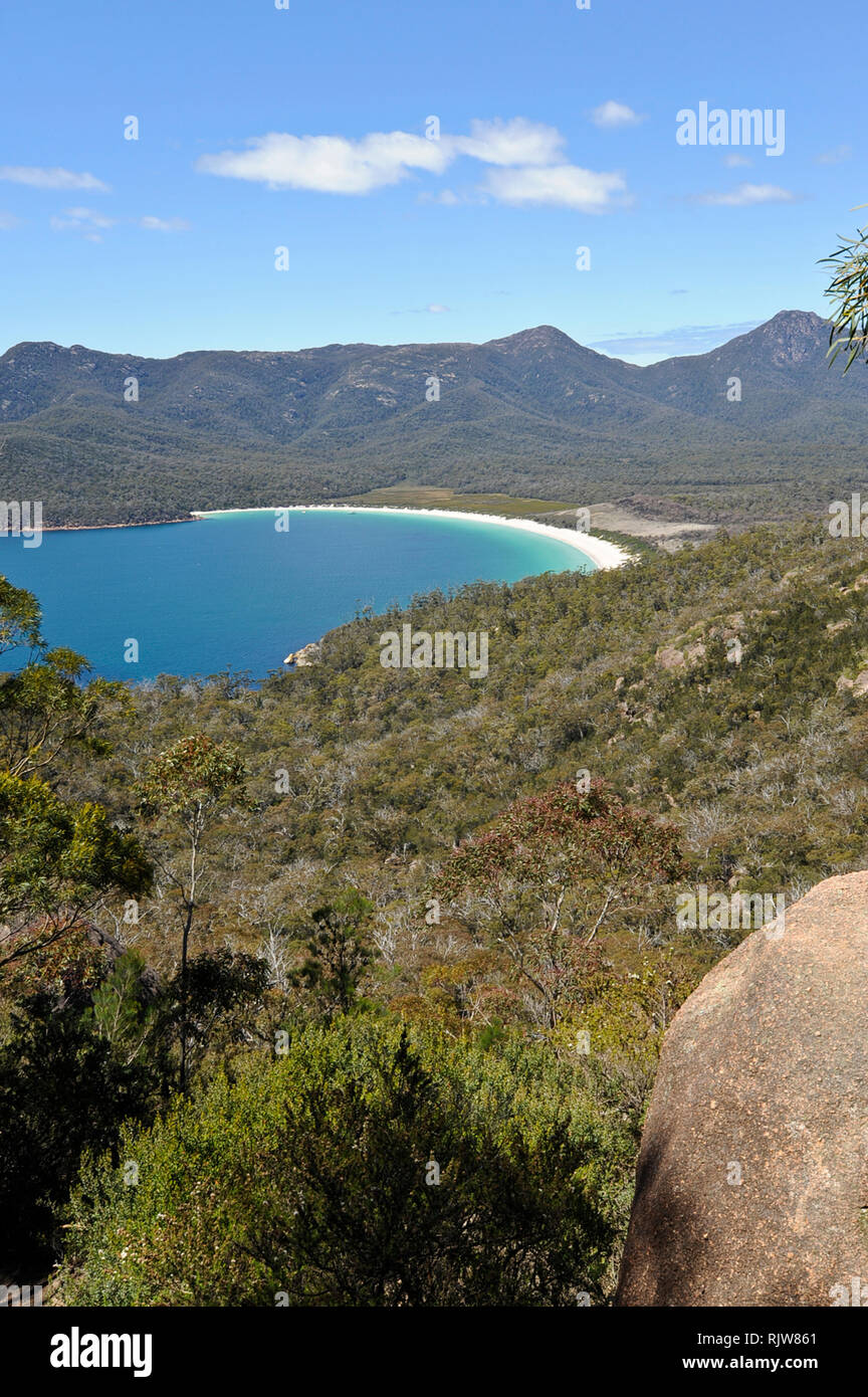 Wineglass Bay lookout, Tasmania, Australia Stock Photo