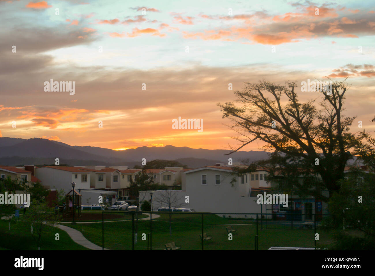 Sunset in Lourdes, El Salvador Stock Photo Alamy