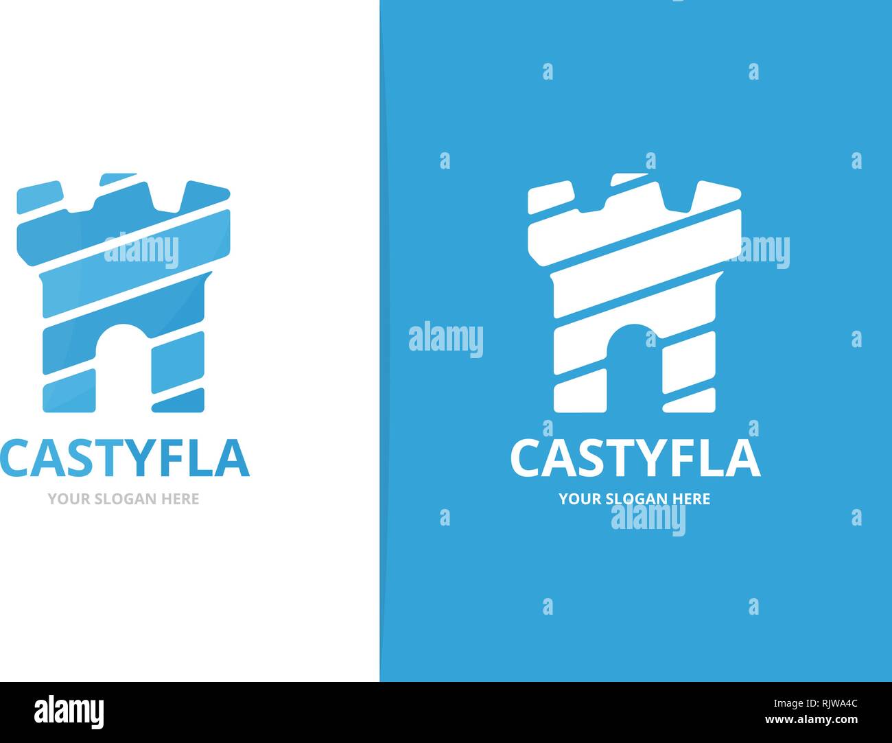 Castle logo combination. Unique fortress logotype design template. Stock Vector