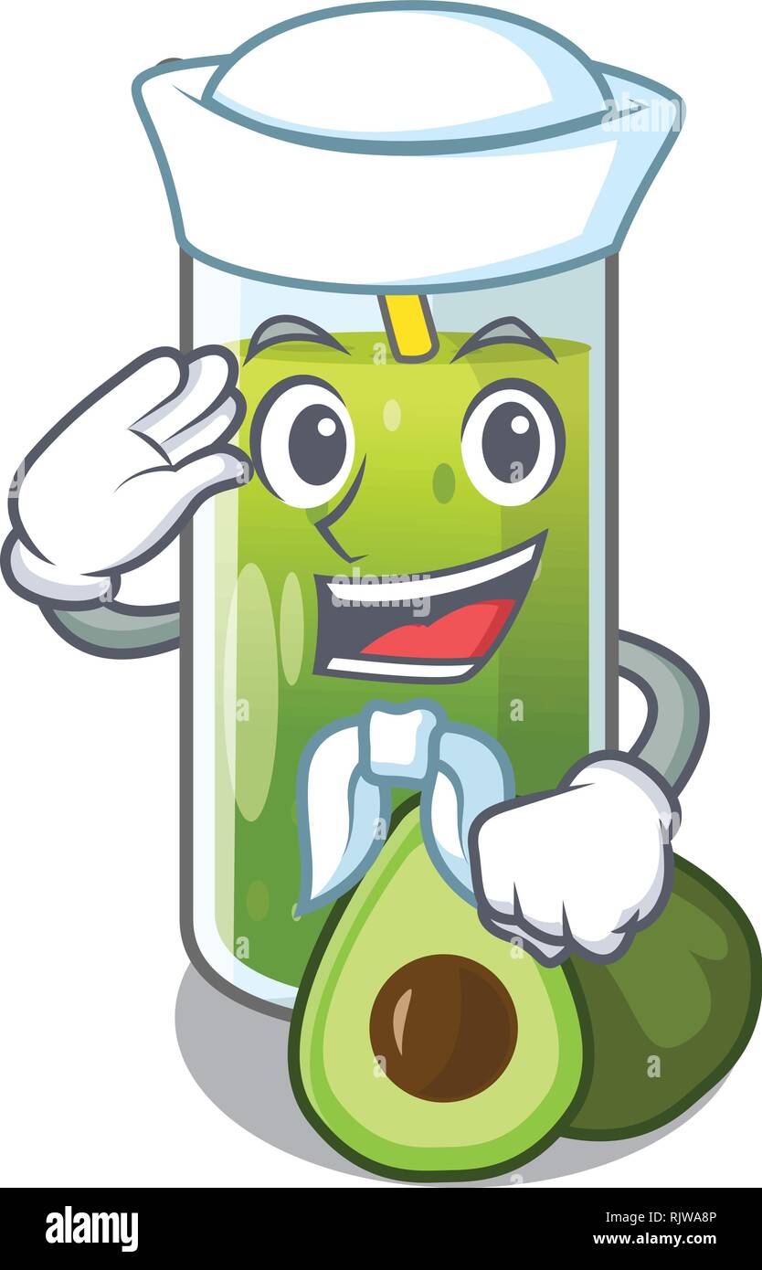 Sailor avocado smoothies in a mascot glass Stock Vector