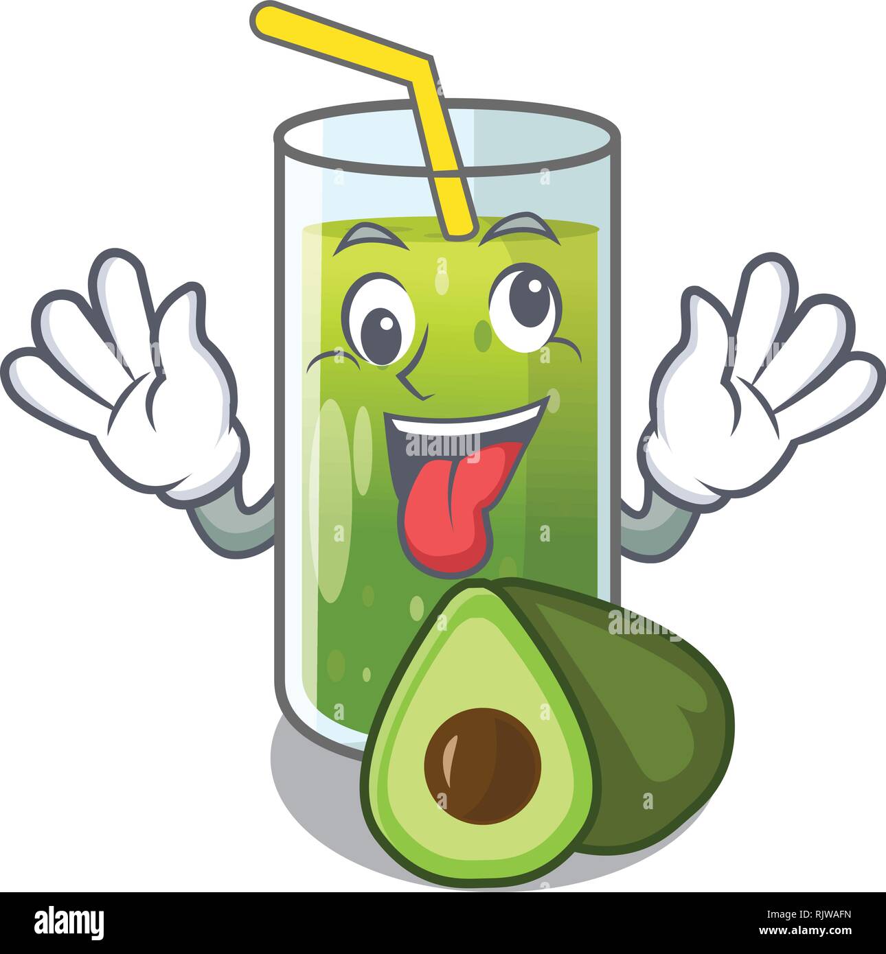 Crazy avocado smoothies in the cartoon shape Stock Vector