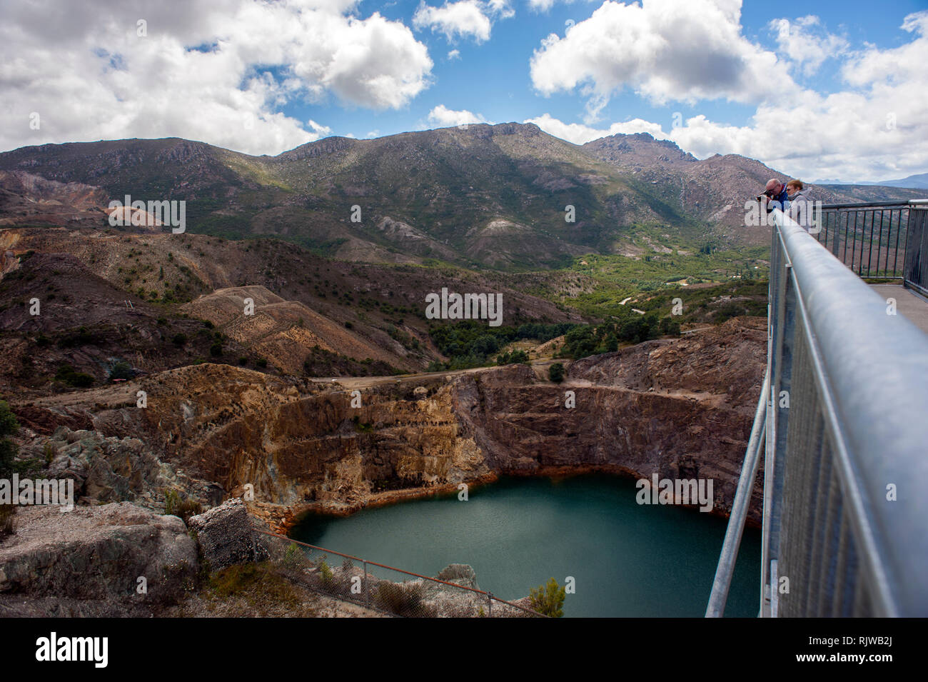 Tourists at the Iron Blow Lookout, a former open cut gold mine outside