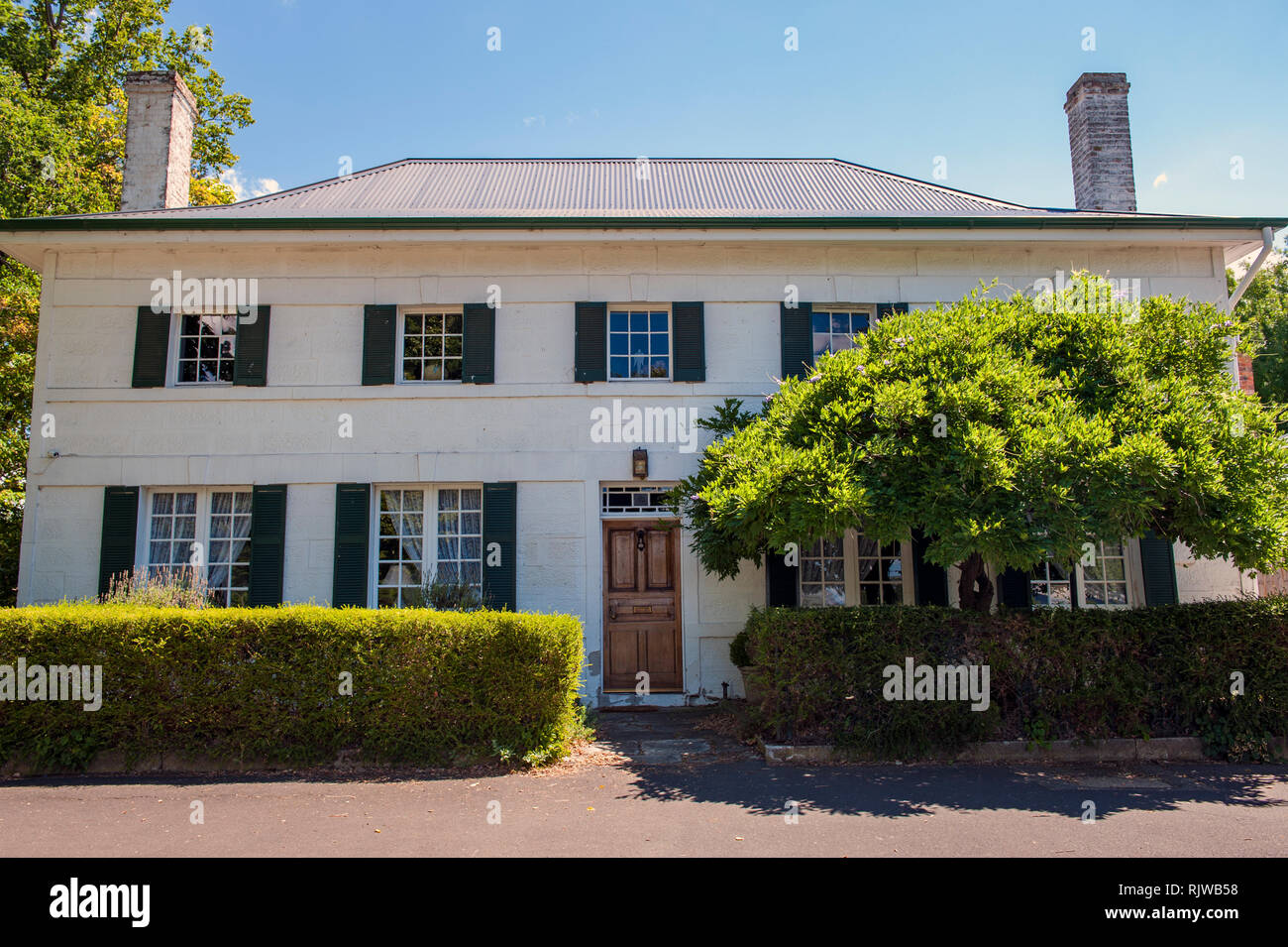 An old mansion in the township of Ross, a heritage town in Tasmania. Stock Photo