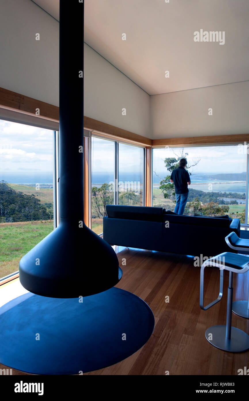 The living room of Marion Bay House, designed by Hobartbased 1+2