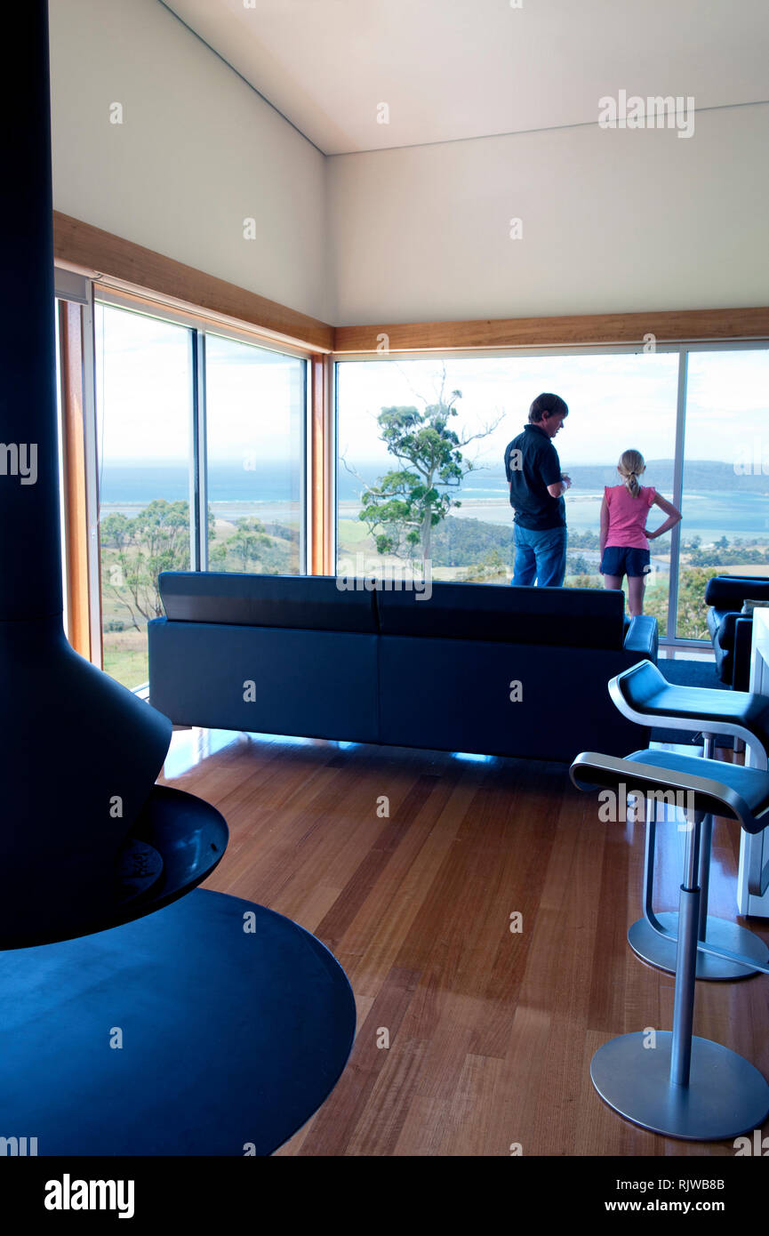 The living room of Marion Bay House, designed by Hobartbased 1+2