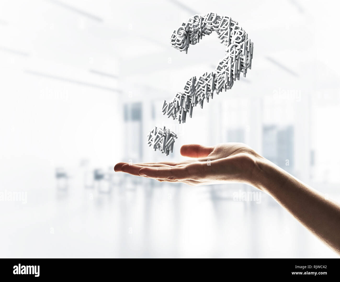 Answer all your questions concept presented by question sign in palm