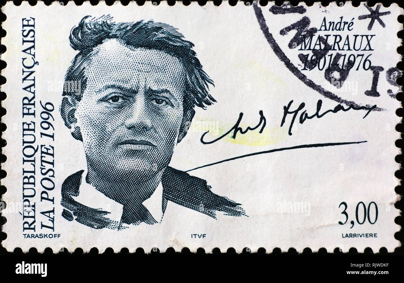 Novelist André Malraux om french postage stamp Stock Photo