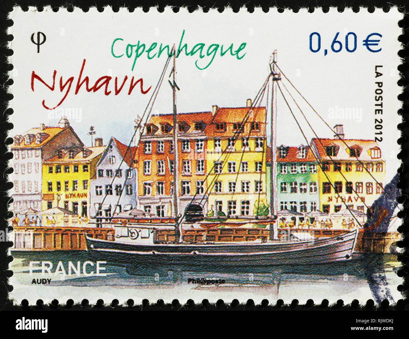 Juego con regalo de lotes de sellos - final - Página 11 Nyhavn-ancient-harbor-of-copenhagen-on-postage-stamp-RJWDKJ