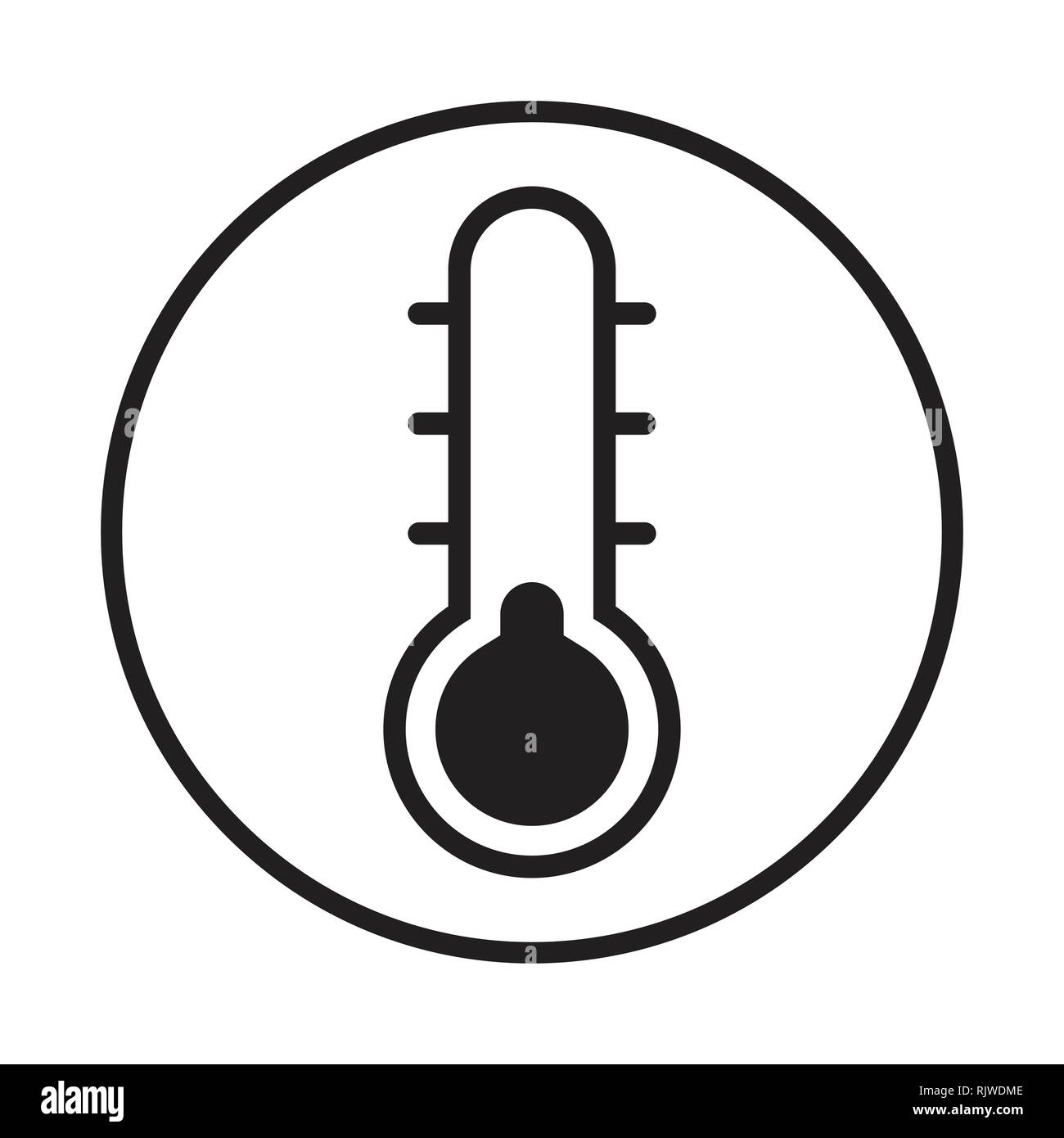 Thermometer Icon in circle line, isolated on white background. Vector
