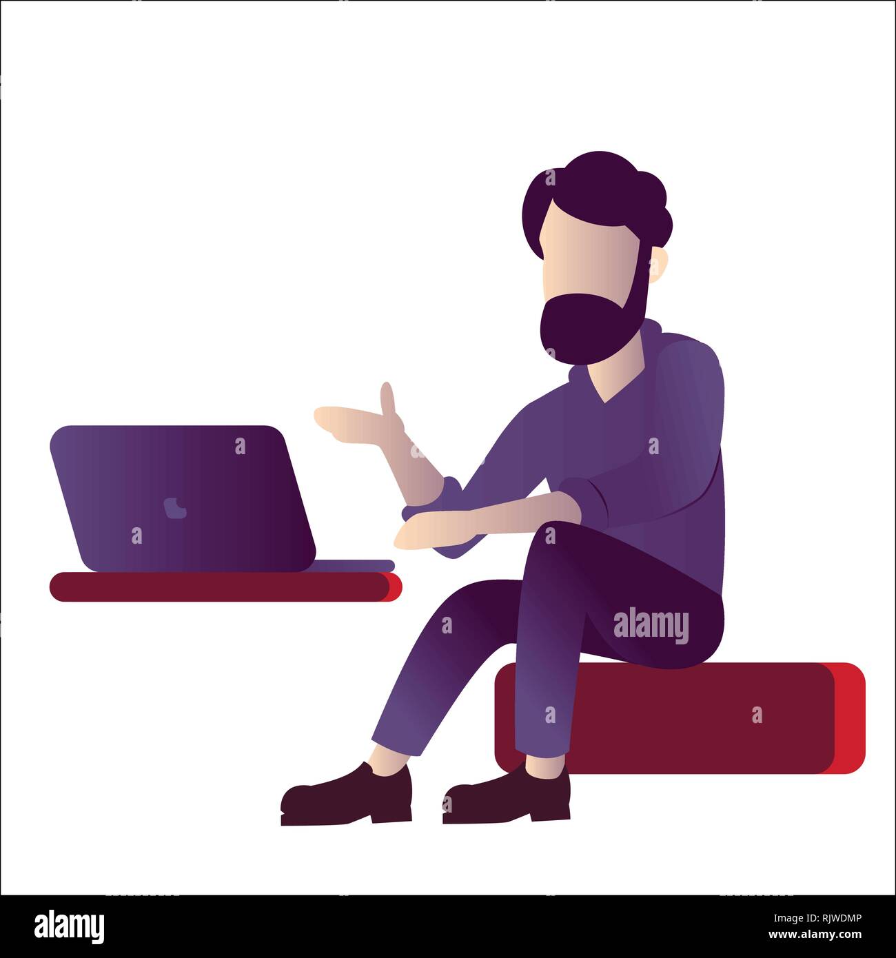 Programmer or IT Specialist lecture with laptop, for business education, freelance. Vector Illustration Stock Vector