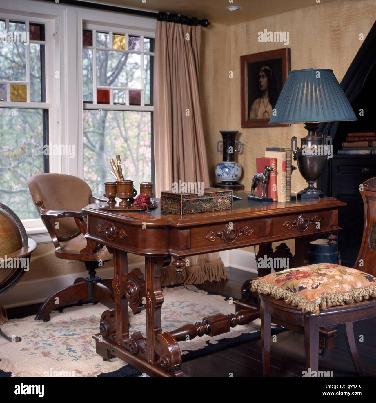 Vintage Furniture In Old Fashioned Study Stock Photo 235358256