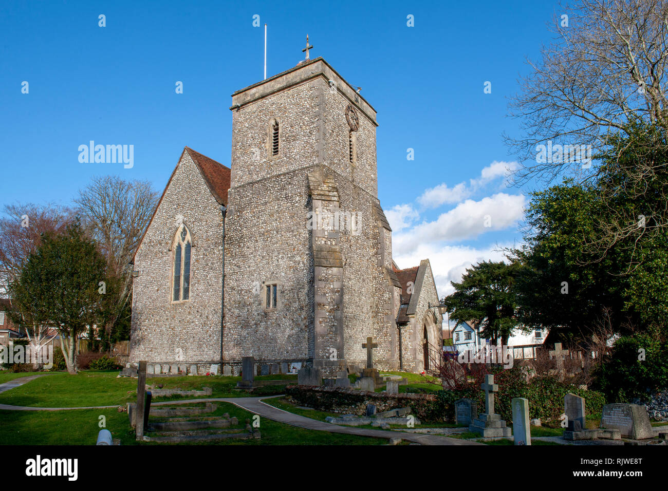 Parish Church of St John The Baptist, London Road, Purbrook, Waterlooville, Hampshire, England, UK Stock Photo