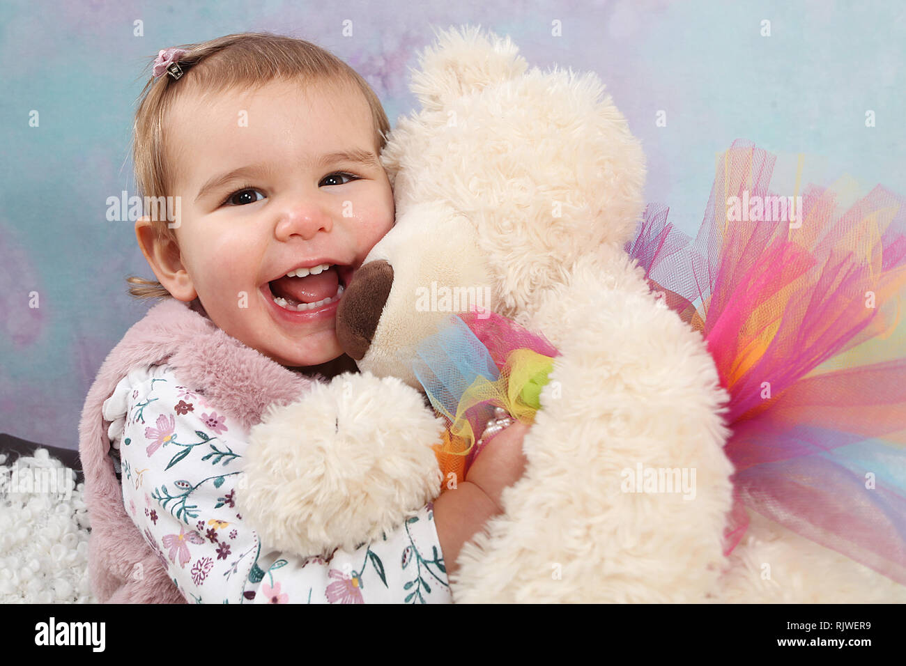 3 year old girl playing Stock Photo