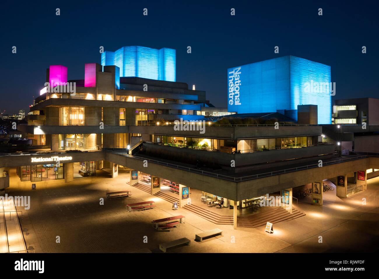 National Theatre, night shot, Southwark, London, England, Great Britain Stock Photo