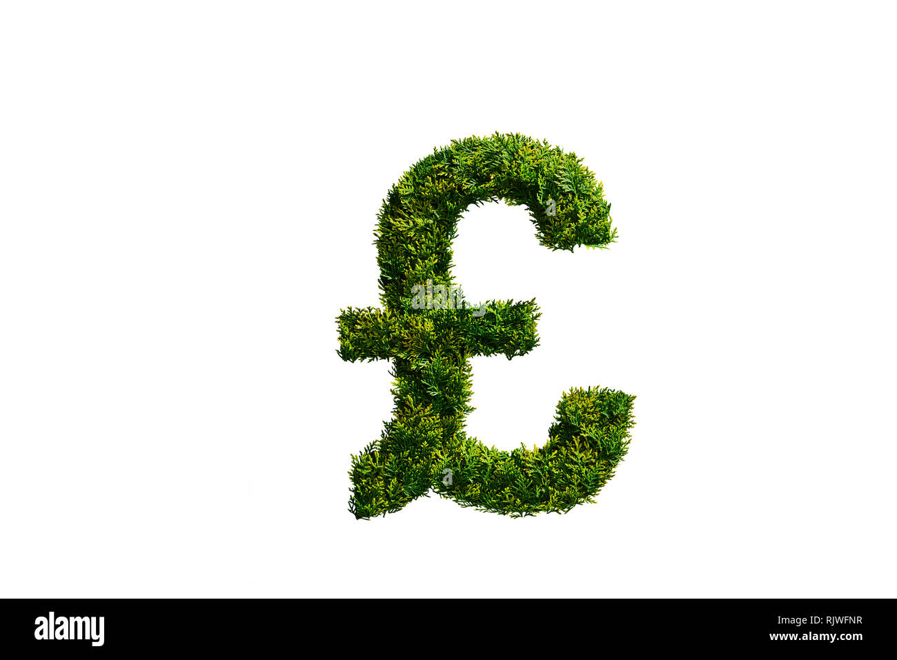 Topiary Tree in the Shape of the British Pound Symbol Stock Photo