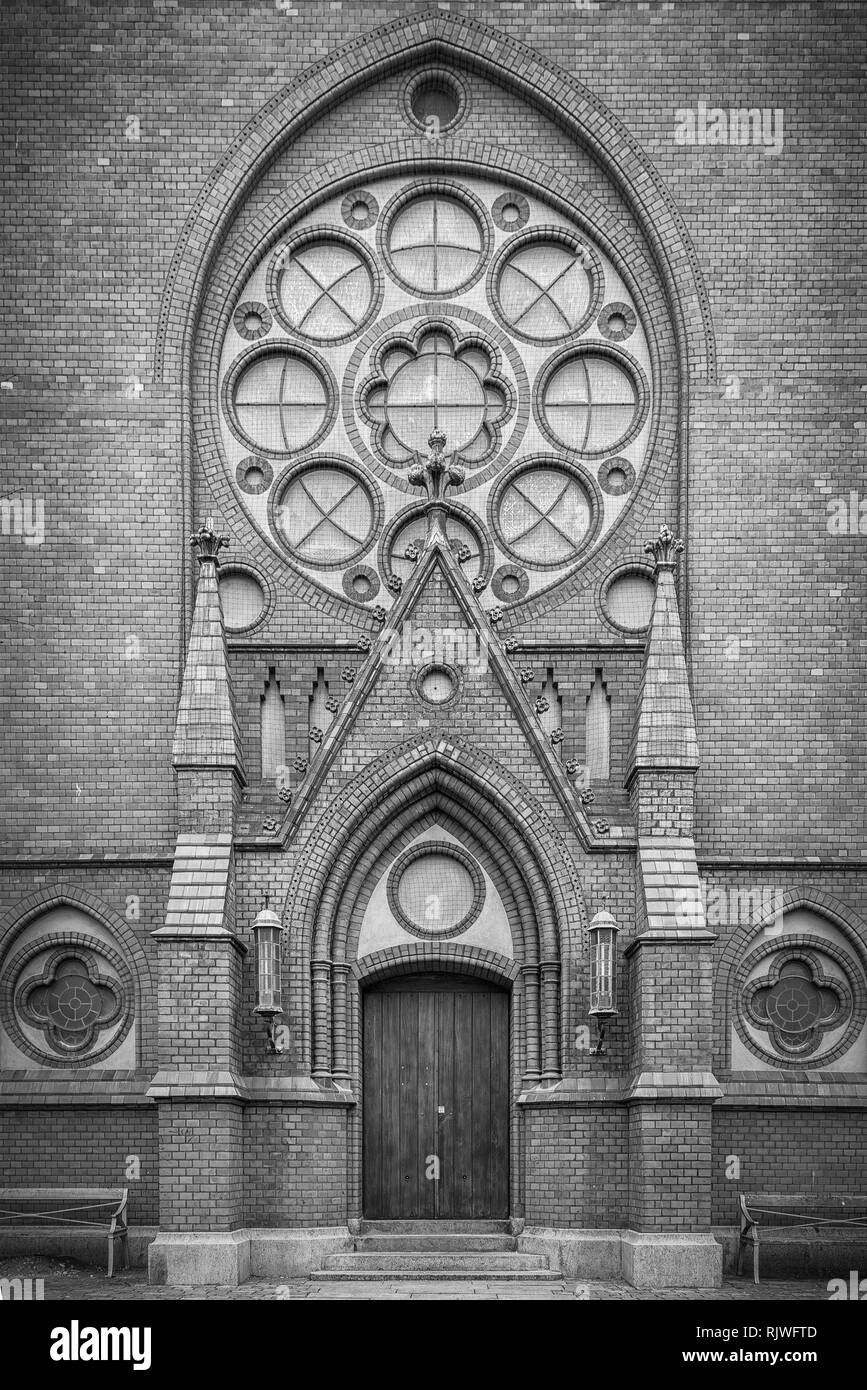 A door from Gustav Adolfs church in the southside of Helsingborg city in Sweden. Stock Photo