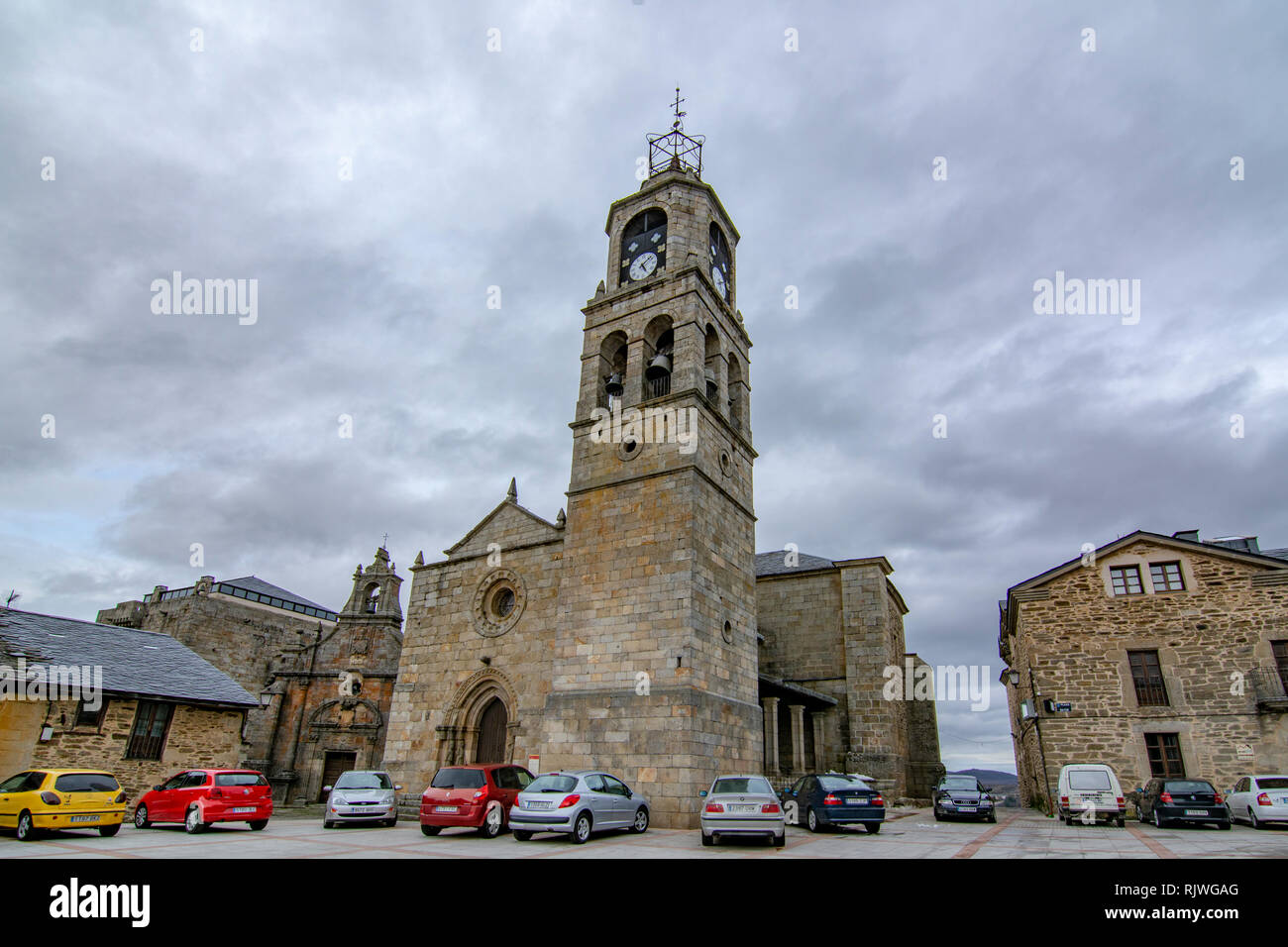 Puebla de Sanabria, Zamora, Spain; January 2017: This is the church called Our lady of Azogue in the village of Puebla de Sanabria in the province of  Stock Photo