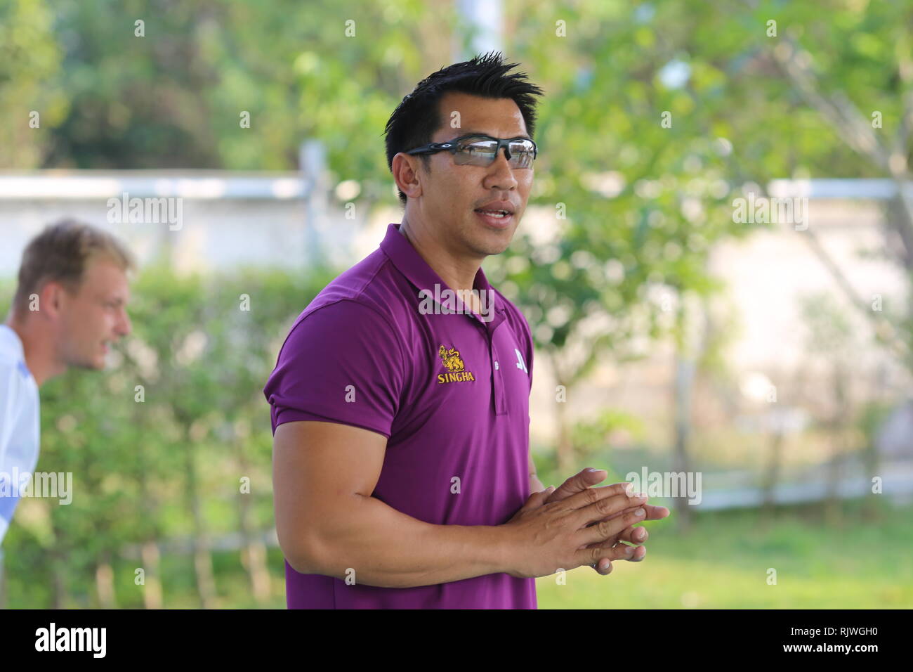 Internationally renowned Thai former tennis champion Paradorn Srichaphan coaches young students