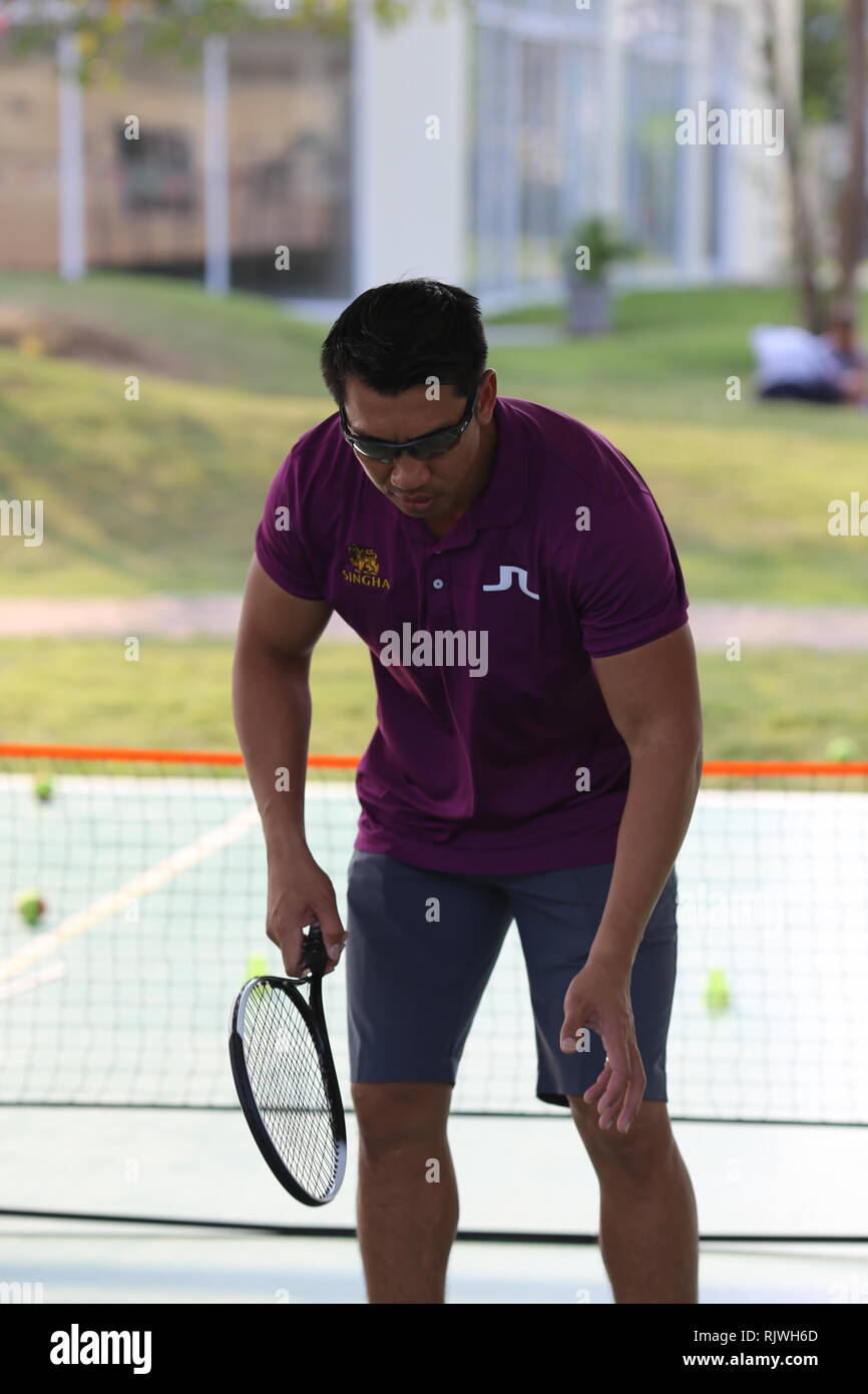 Internationally renowned Thai former tennis champion Paradorn Srichaphan coaches young students