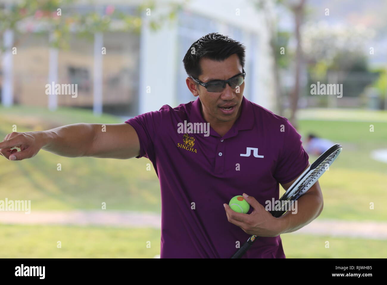 Internationally renowned Thai former tennis champion Paradorn Srichaphan coaches young students