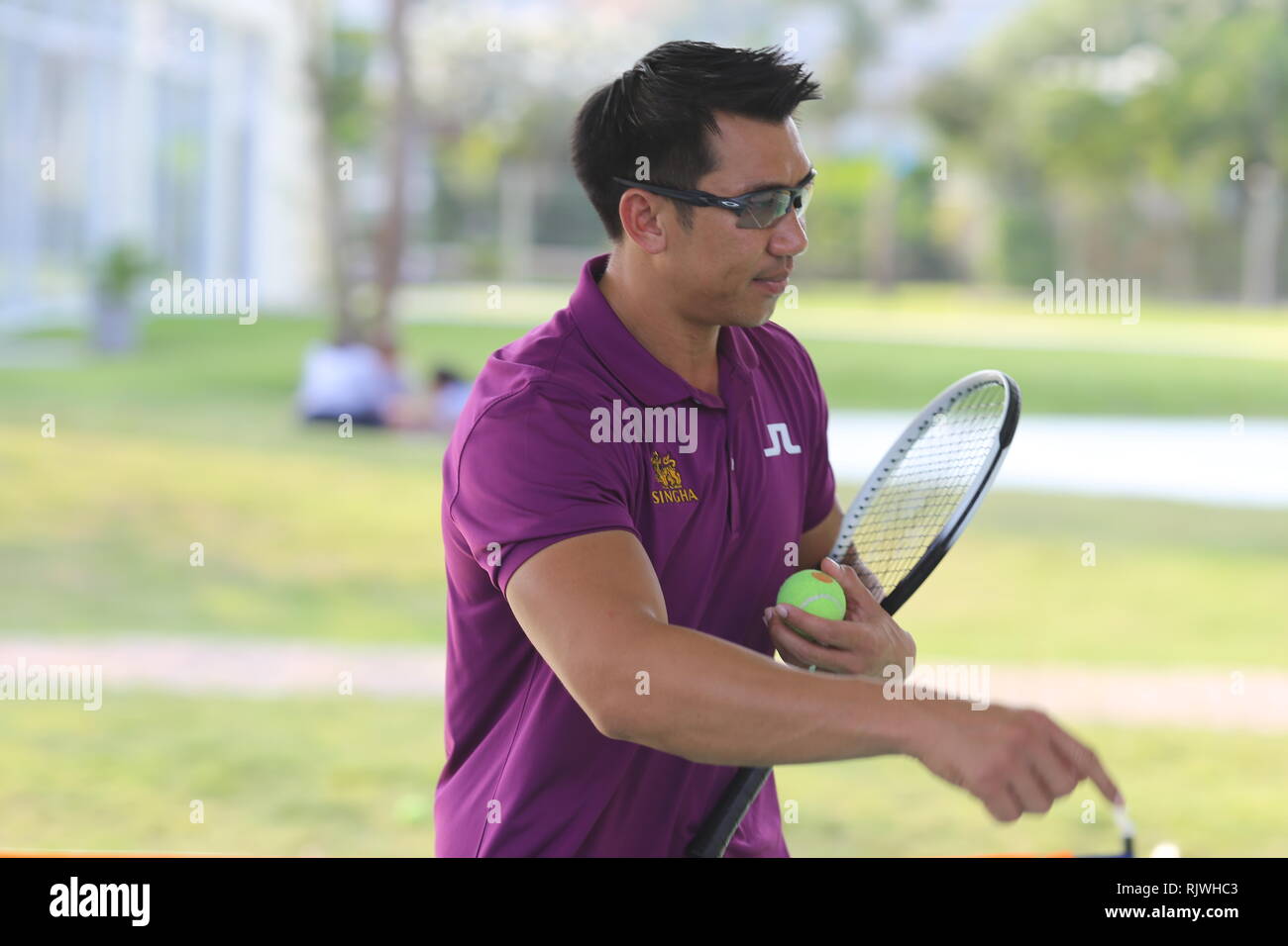 Internationally renowned Thai former tennis champion Paradorn Srichaphan coaches young students