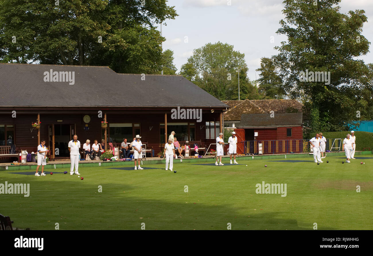 People playing Bowls at Arundel in West Sussex, England Stock Photo