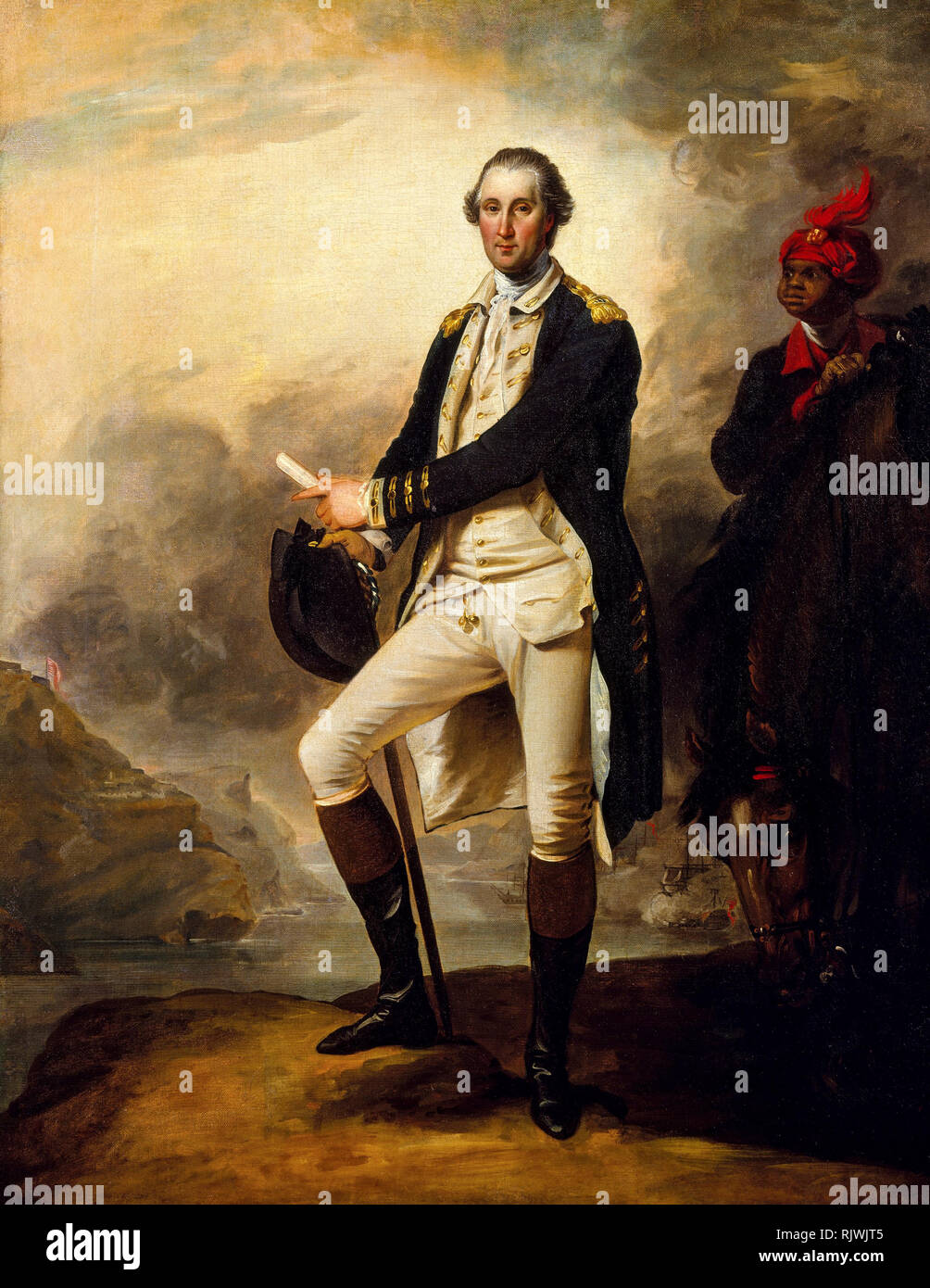 Portrait of George Washington and William 'Billy' Lee, John Trumbull, 1780 Stock Photo