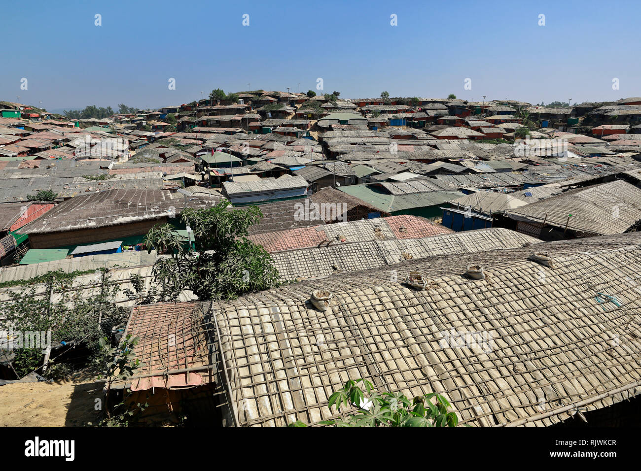 Cox’s bazar, Bangladesh - February 02, 2019: General view of Balukhali Rohingya Refugee camp at Ukhiya in Cox’s bazar, Bangladesh. Stock Photo