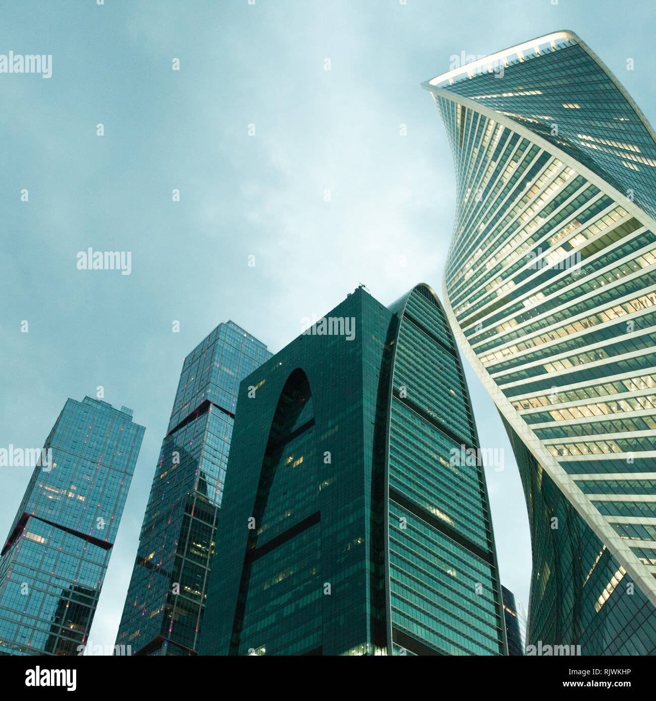 Skyscrapers under blue sky in Moskow city Stock Photo - Alamy