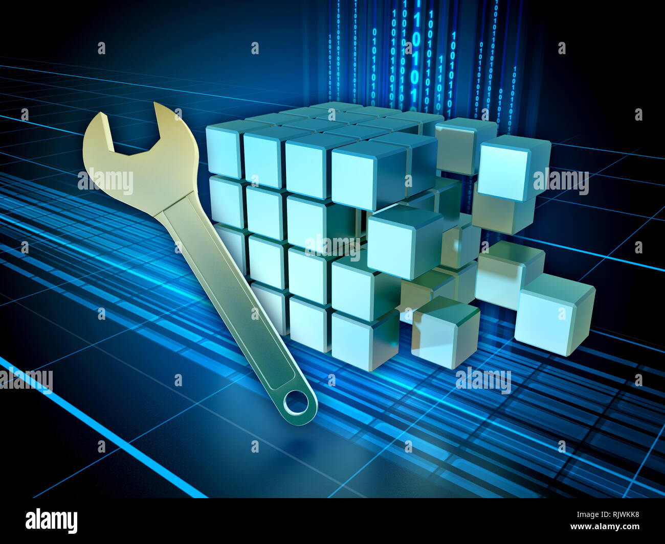 Fixing registry or database. 3D illustration. Stock Photo
