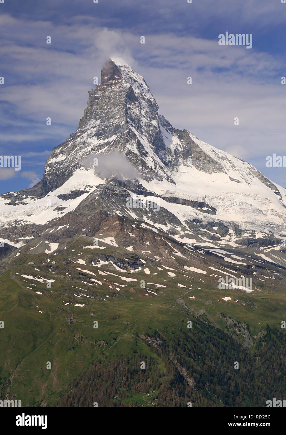 Matterhorn Mountain, Zermatt area in Switzerland Stock Photo