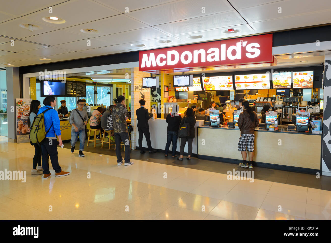 HONG KONG DECEMBER 25, 2015 interior of McDonald's restaurant