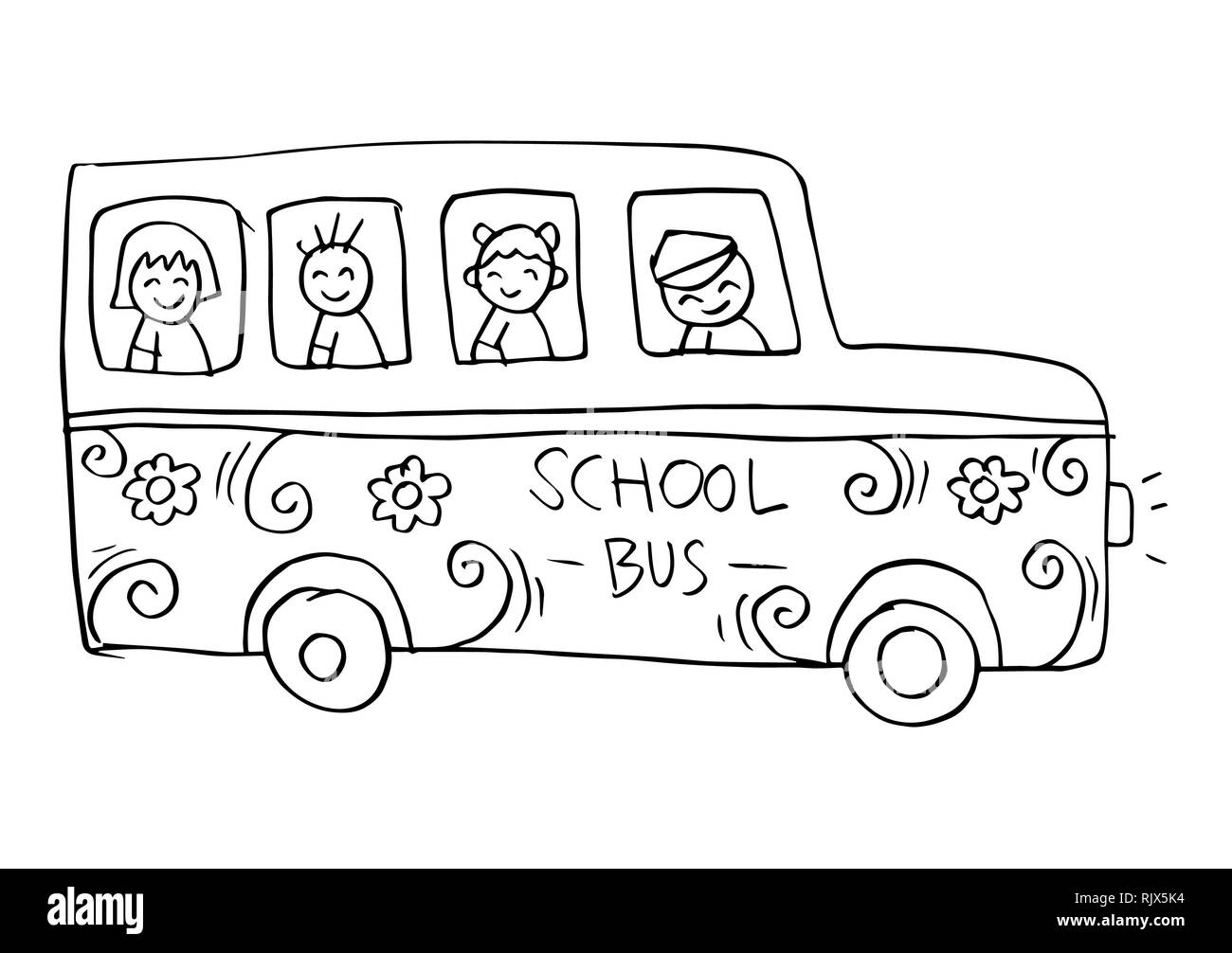 Kids Cartoon Black and White Stock Photos & Images - Alamy
