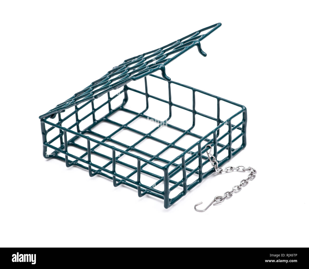 Single Metal Suet Wild Bird Feeder Cage Isolated On White