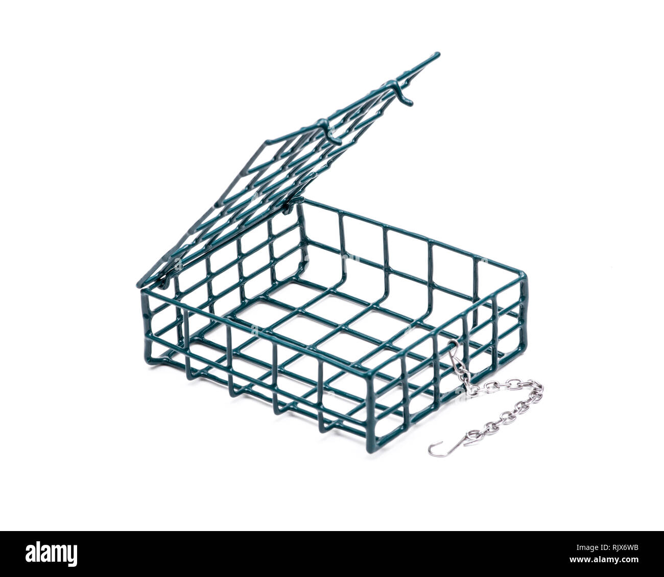 Single Metal Suet Wild Bird Feeder Cage Isolated On White