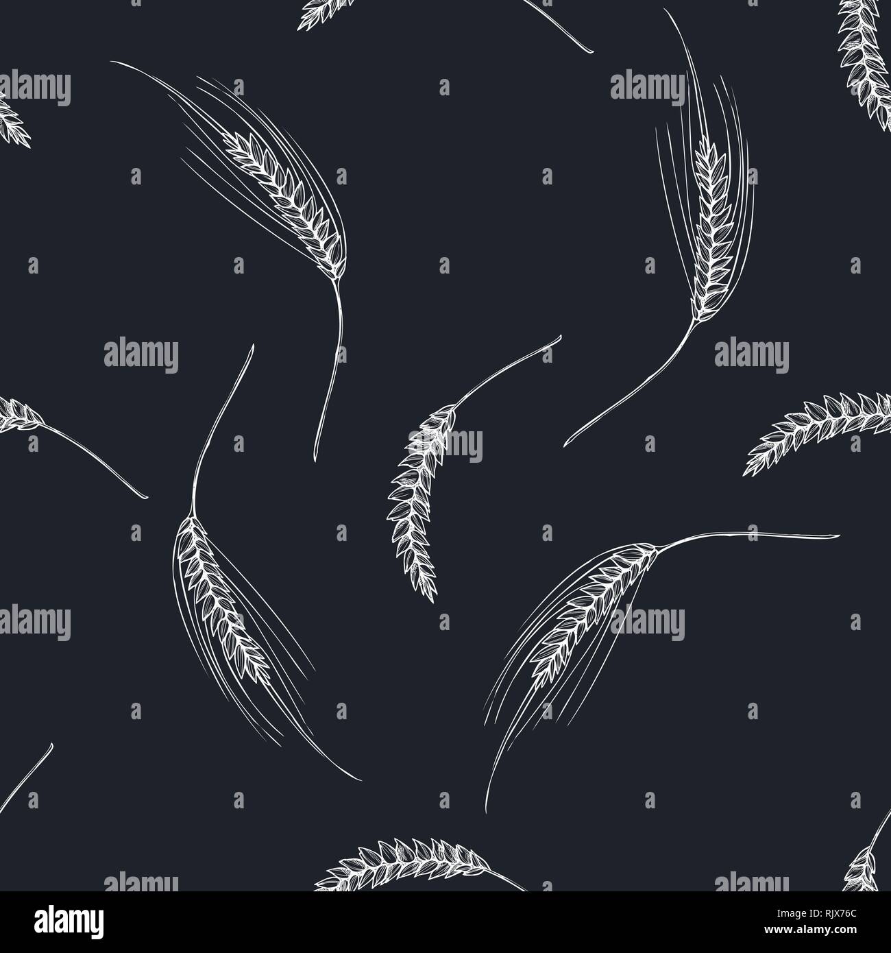 Seamless pattern with hand drawn chalk rye Stock Vector