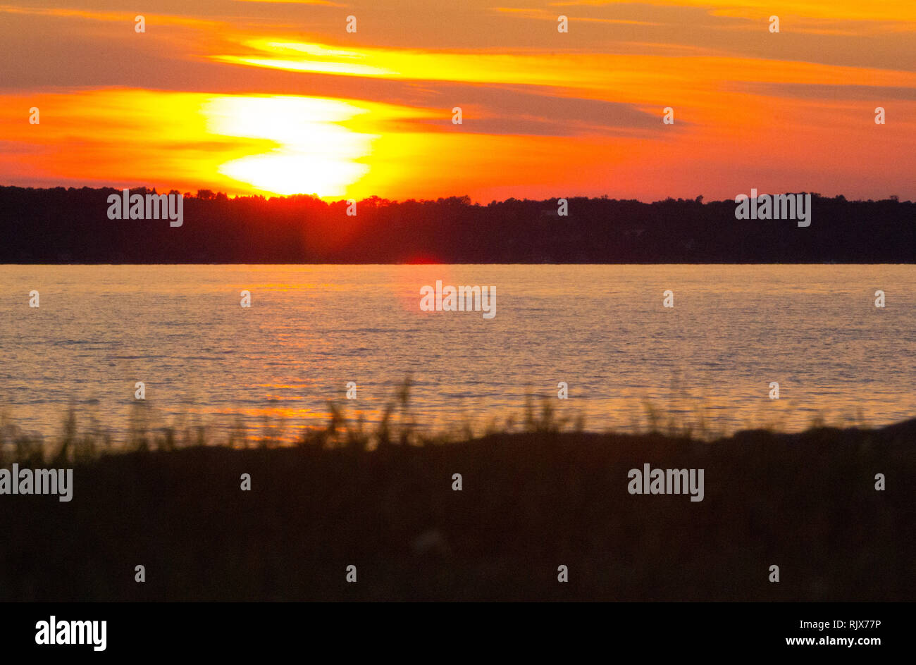 Grand Traverse Bay Sunset, Yuba, Michigan Stock Photo Alamy
