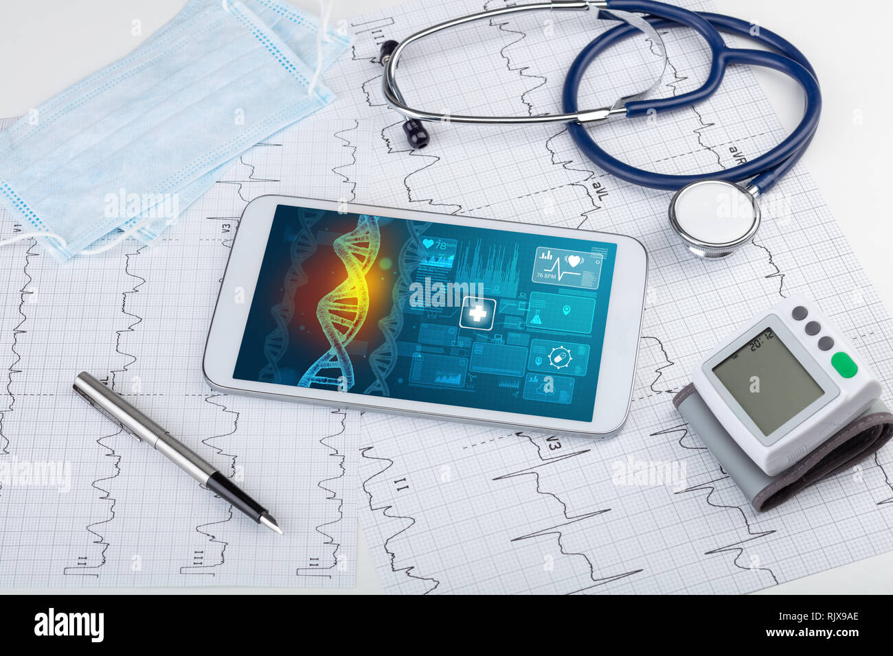 test and biotechnology concept with medical technology devices