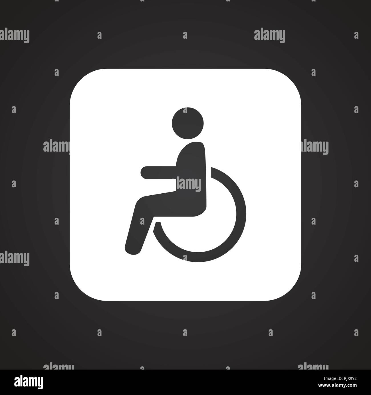 Restroom disabled icon on black background for graphic and web design, Modern simple vector sign. Internet concept. Trendy symbol for website design web button or mobile app. Stock Vector