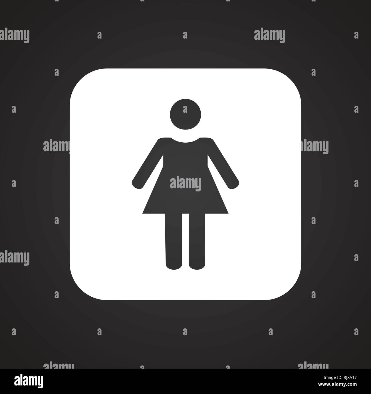 Restroom female icon on black background for graphic and web design, Modern simple vector sign. Internet concept. Trendy symbol for website design web button or mobile app. Stock Vector