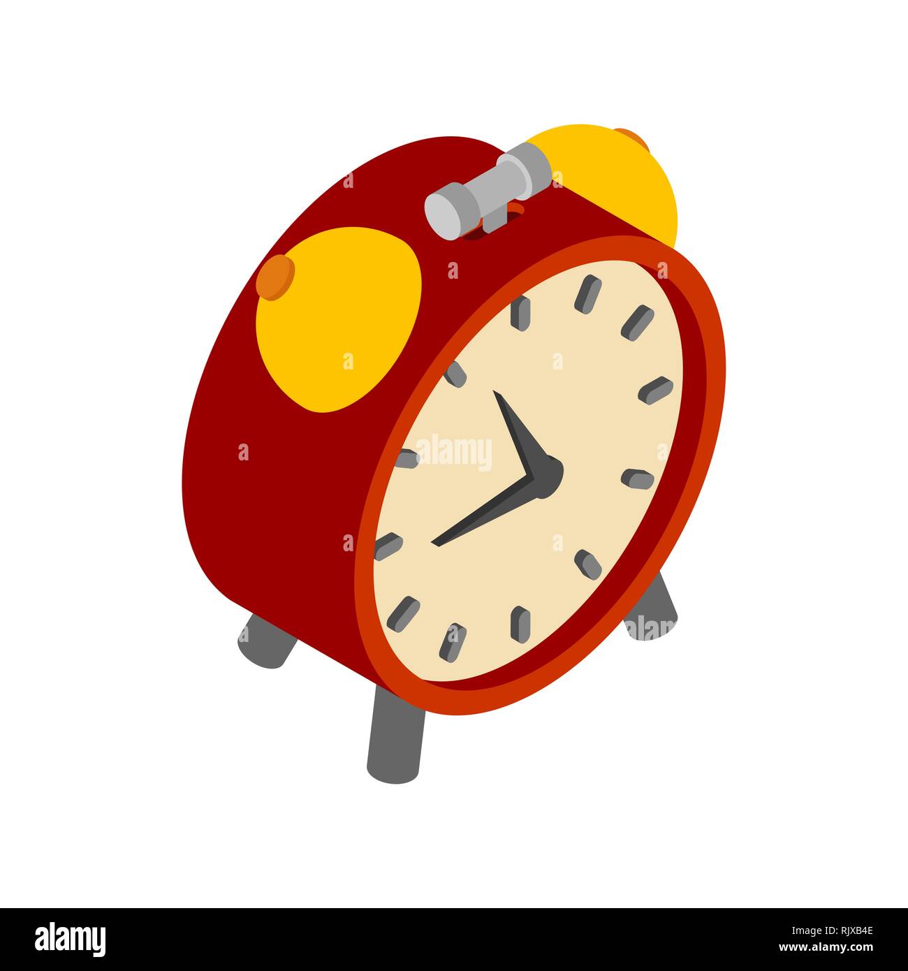 Alarm clock isolated. Old table clock isometric style Stock Vector