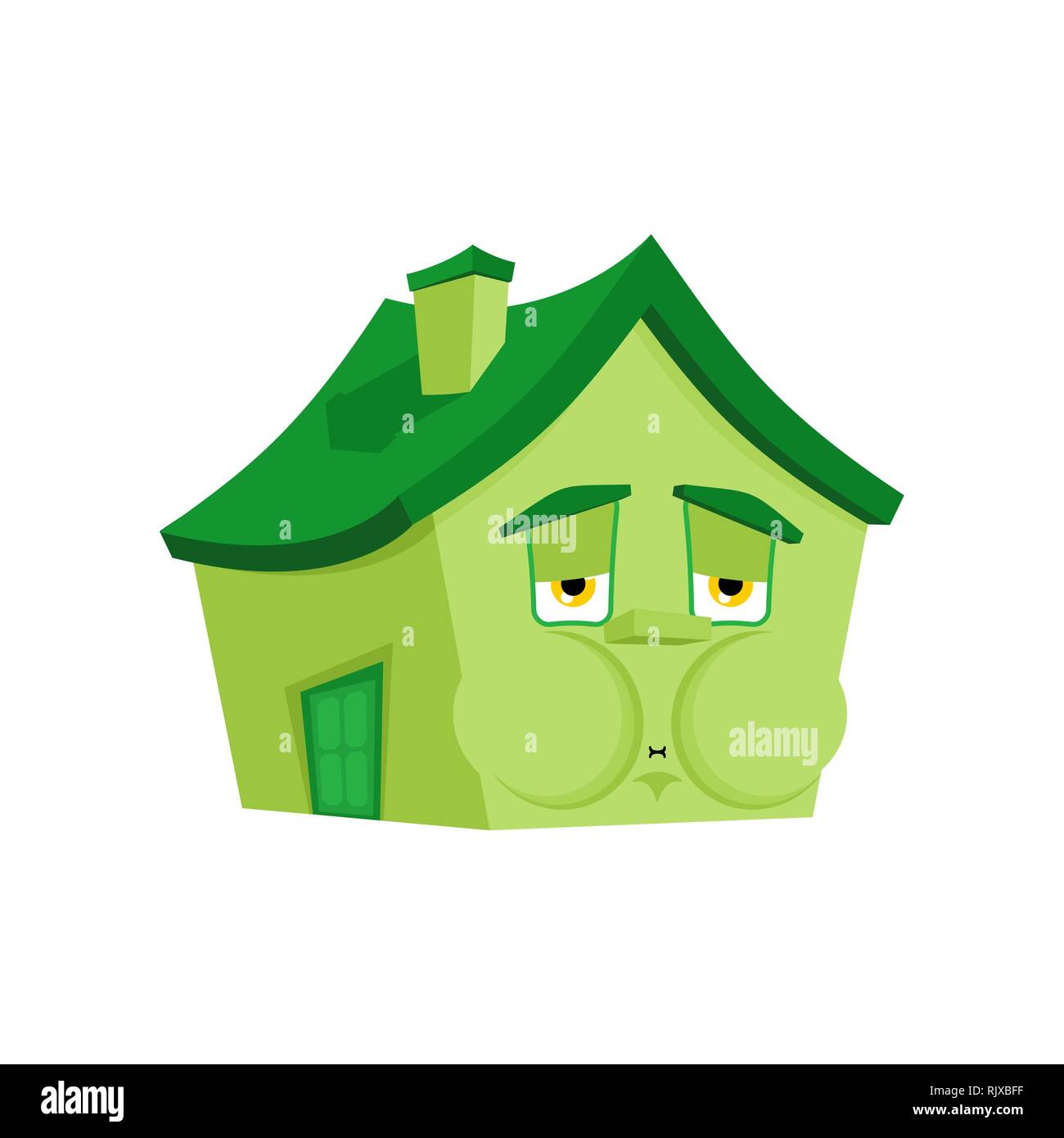 House Nausea Feeling sick emotion isolated. Sick Home Cartoon Style. Building ill Vector Stock Vector