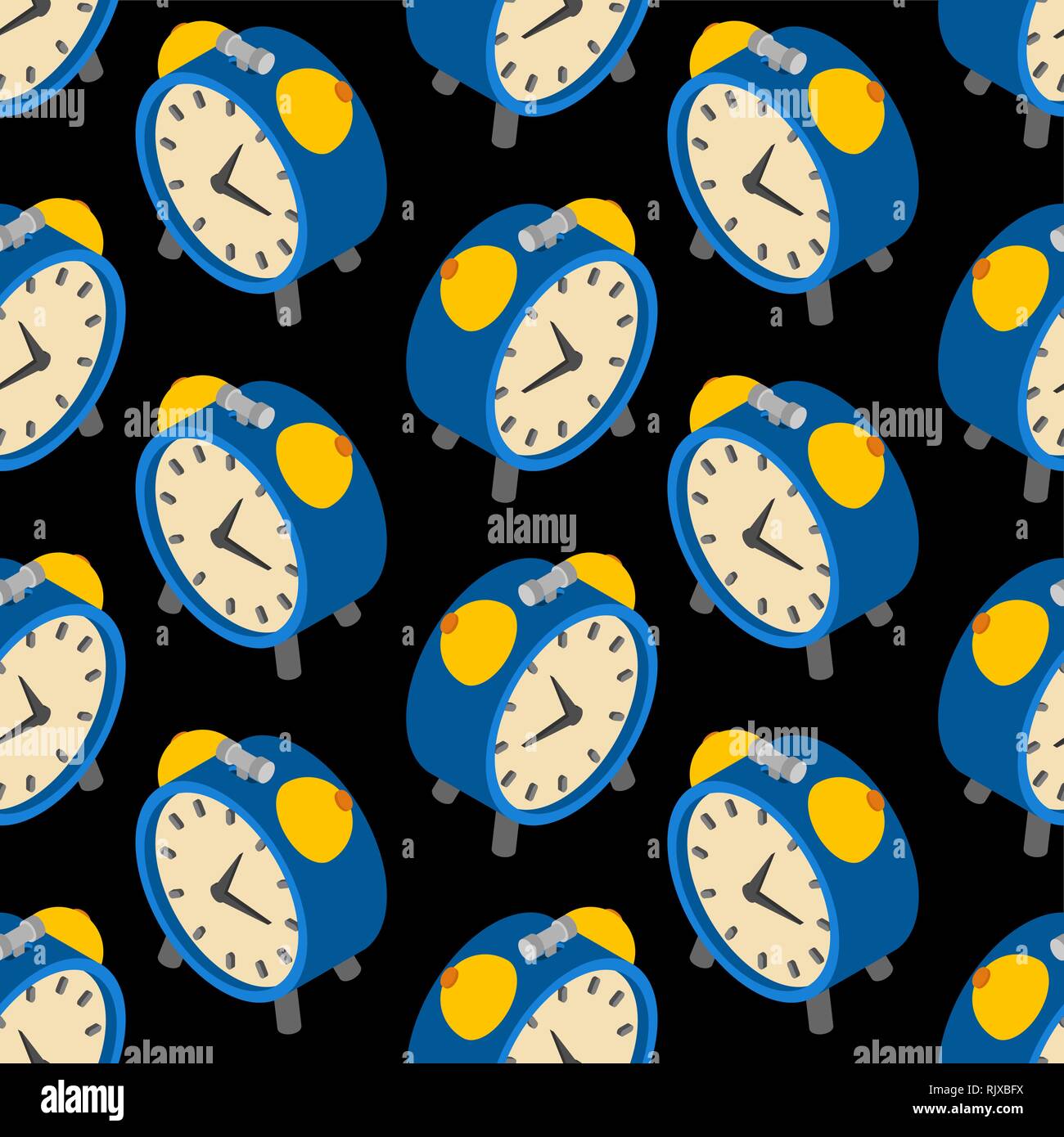 Alarm clock pattern seamless. Old table clock background Stock Vector