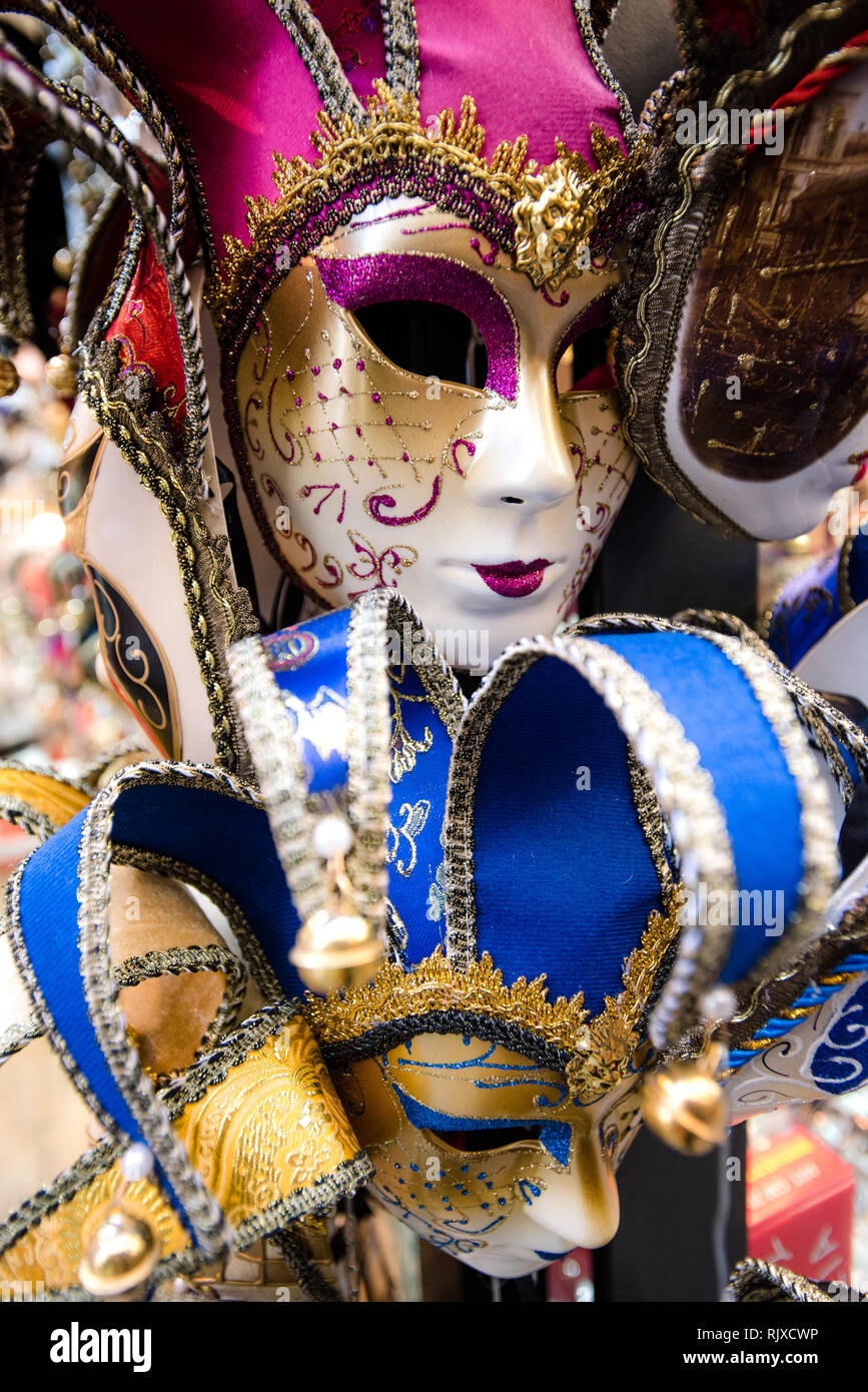 A selection of Venetian carnival masks Stock Photo