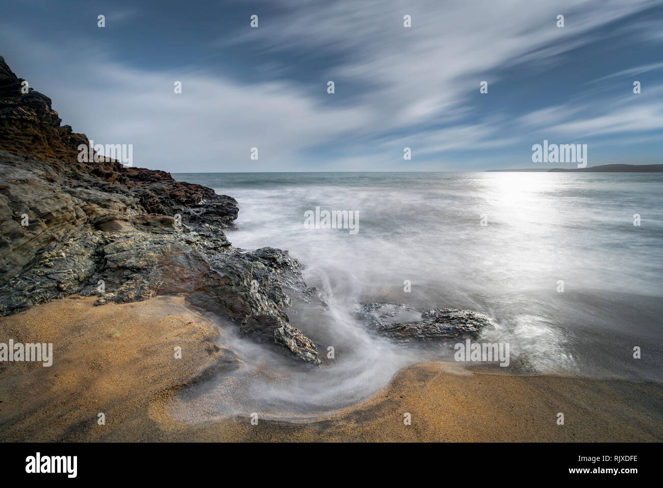 The ebb and flow of the tide on Crinnis beach in St Austell