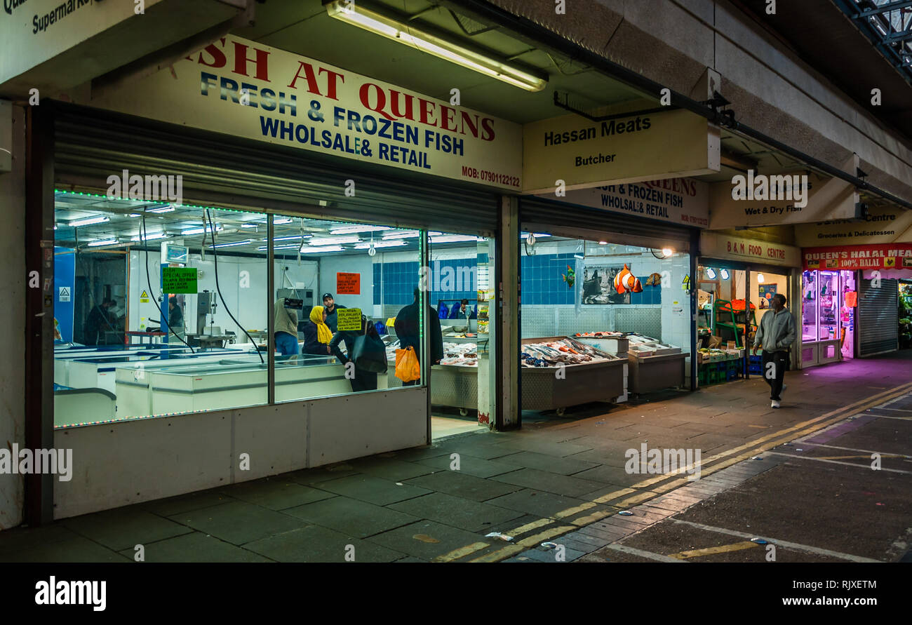 Green Street, Queens Market shops in Upton Park East London UK Stock