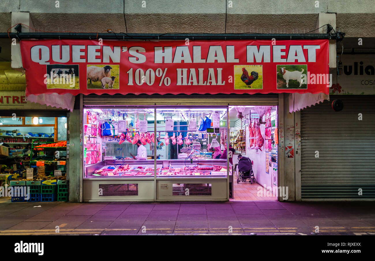 Green Street, Queens Market shops in Upton Park East London UK Stock