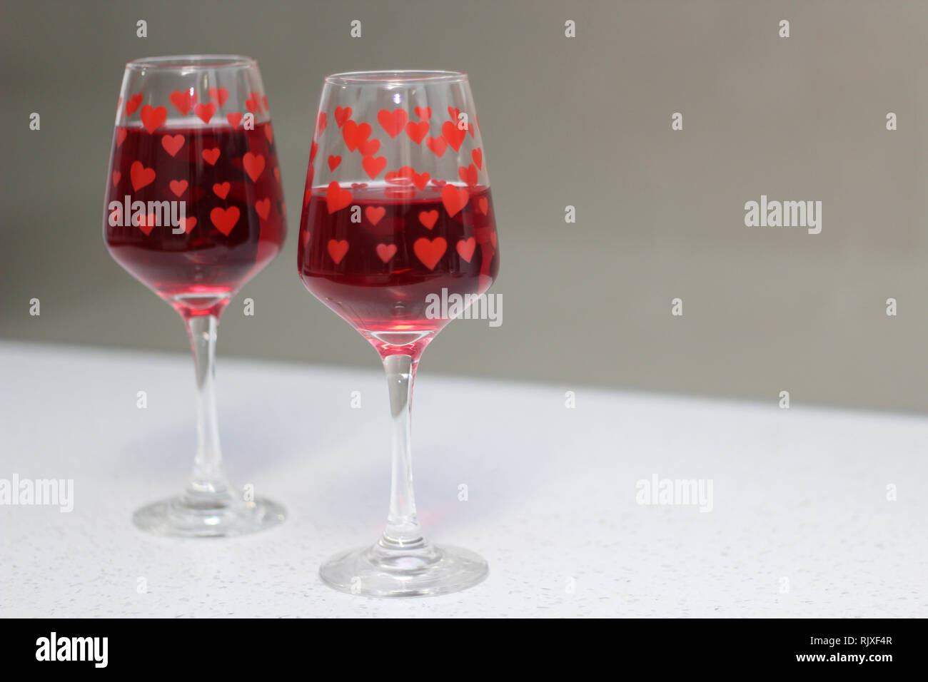 CARDIFF, WALES. 10th February 2017. wine glasses to represent romance Stock Photo